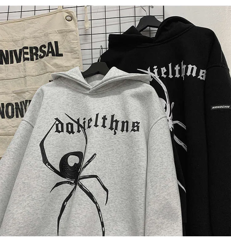 Autunno Nuovo Uomo H Iphop Felpa Con Cappuccio Hip Hop Streetwear Ragno Modello Con Cappuccio Pullover Coreano Street Vintage Uomo Donna Felpe Con Cappuccio_voghion.com