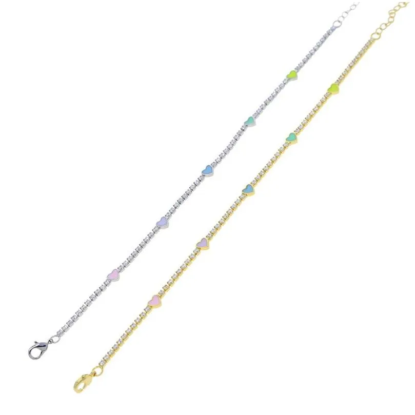 Bracciale charm smaltato arcobaleno cuore tennis elegante_voghion.com