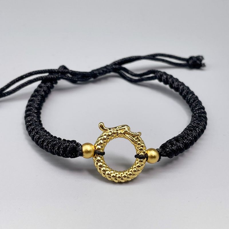 Fødselsår Drage Flettet Sort Og Rødt Reb Heldige Perler Kvindelig National Mode Niche Design Justerbart Armbånd_voghion.com
