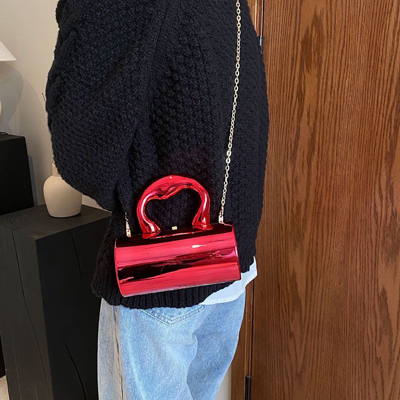 Damenhandtasche Taschen für Frauen 2024 Party CES Mode Zylinder Mini Abend Geldbörse Crossbody Umhängetasche Gold Box_voghion.com