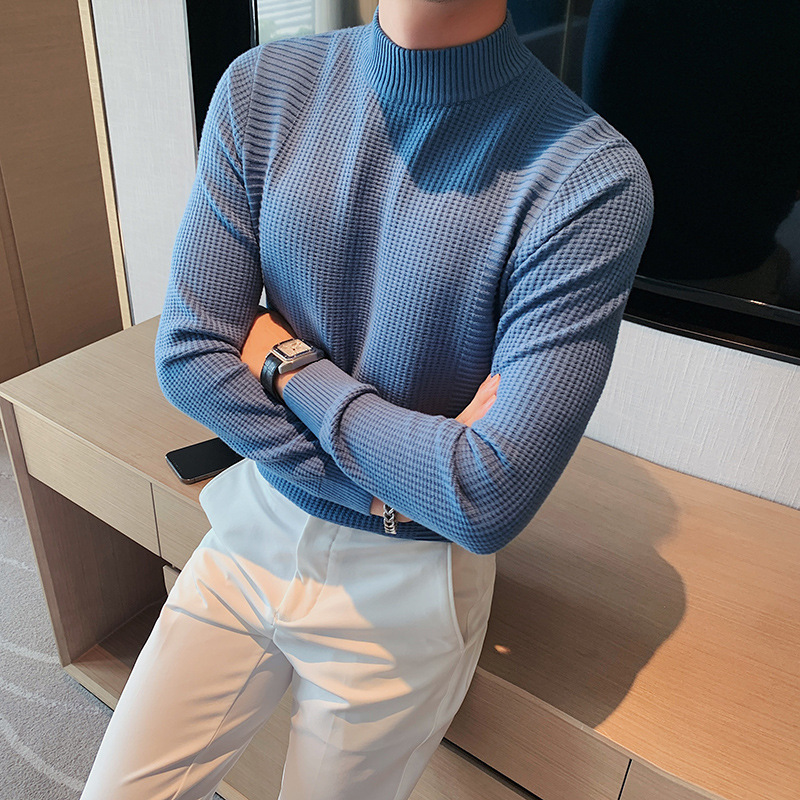 Vêtements pour hommes pull de base pour hommes printemps et automne nouveau pull à col mi-haut coupe slim style coréen