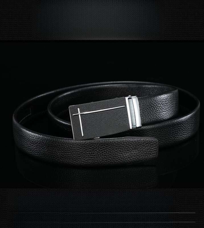 Cintura multifunzione per pantaloni con fibbia automatica in finta pelle di mucca da uomo_voghion.com