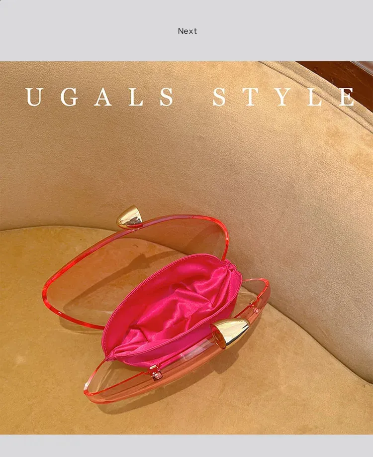 Borsa a mano a forma di conchiglia in acrilico, oro, argento, blu, da sera, da donna, carina, in metallo lucido, all'ingrosso 240907_voghion.com