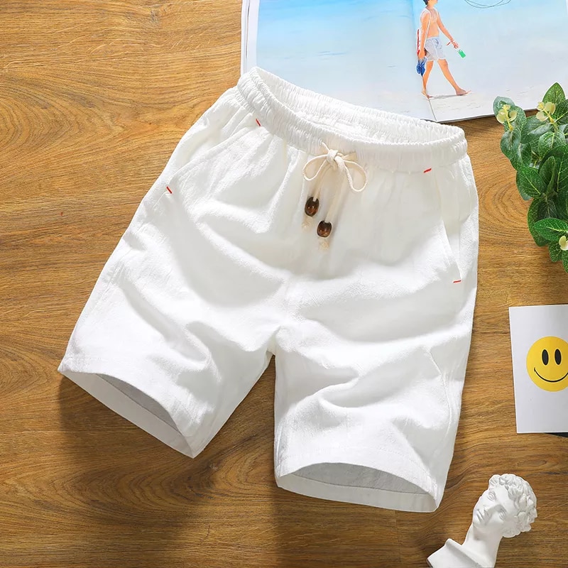 Marque été mode couleur unie Bermuda 2024 mince respirant coton short ample homme court décontracté fiess