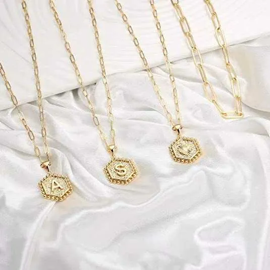 Collane girocollo a strati color oro vintage per semplice collana con ciondolo a 26 lettere regolabile iniziale gioielli da donna_voghion.com