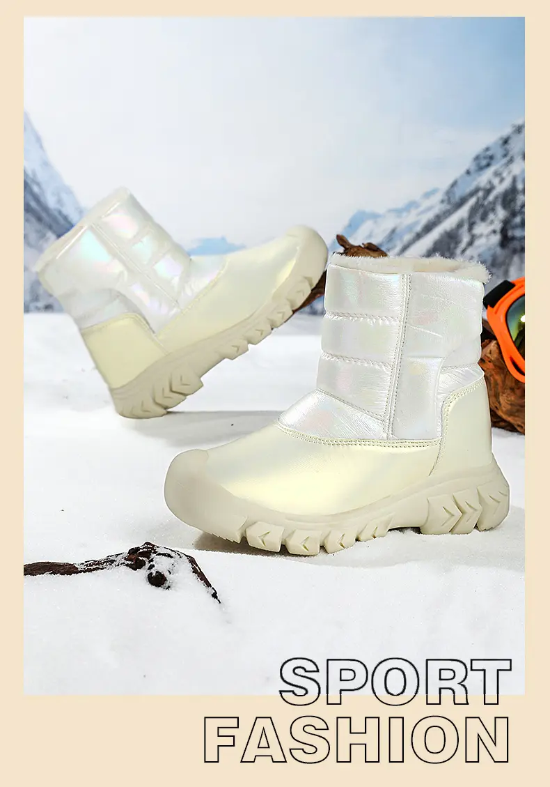 Winter Kinder Fleece verdickt und warm Outdoor Sport und Freizeit High-Top Schneestiefel_voghion.com