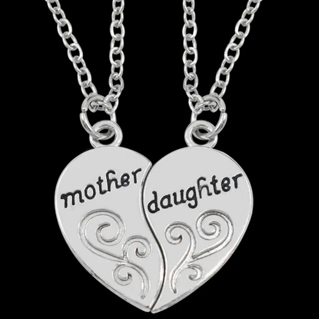 2pcs Antique Sier-plated Necklace Fashionable Mother Beautiful Daughter Combination For Love Parent Child Style Jewelry_voghion.com