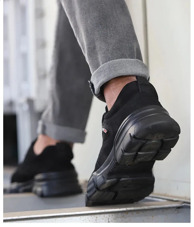 Arbejdssikkerhed Herre slip-on letvægts ståltåkapper, ikke-nedbrydelige, punkteringssikre arbejdssko til mænd_voghion.com