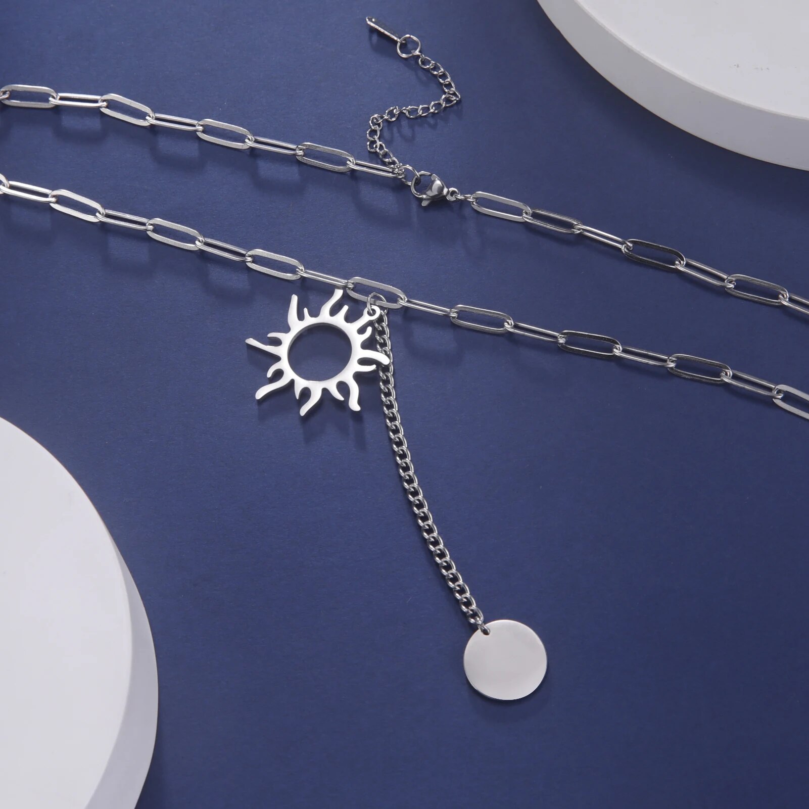 Skyrim Sun Totem Pendant Necklace Women Stainless Steel Gold Color Beaded Chain Necklace Punk Summer Jewelry Birthday Gift New in_voghion.com