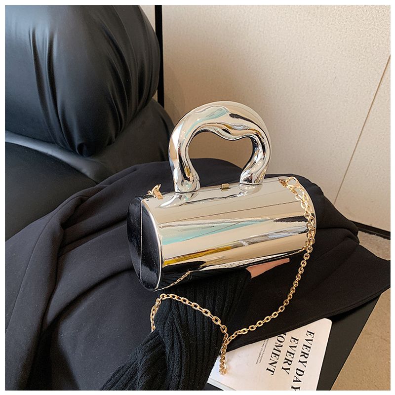 Damenhandtasche Taschen für Frauen 2024 Party CES Mode Zylinder Mini Abend Geldbörse Crossbody Umhängetasche Gold Box_voghion.com