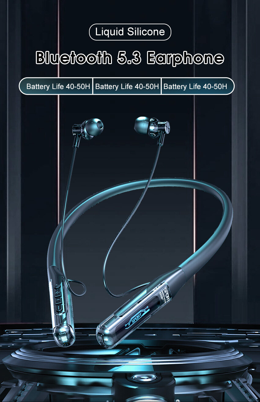 2024 Bluetooth Hörlurar Trådlösa hörlurar Hals Bluetooth 5.3 Hörlurar Sport Svetttåliga Headset Sport Hörlurar Sport Running Hörlurar Noise R_voghion.com