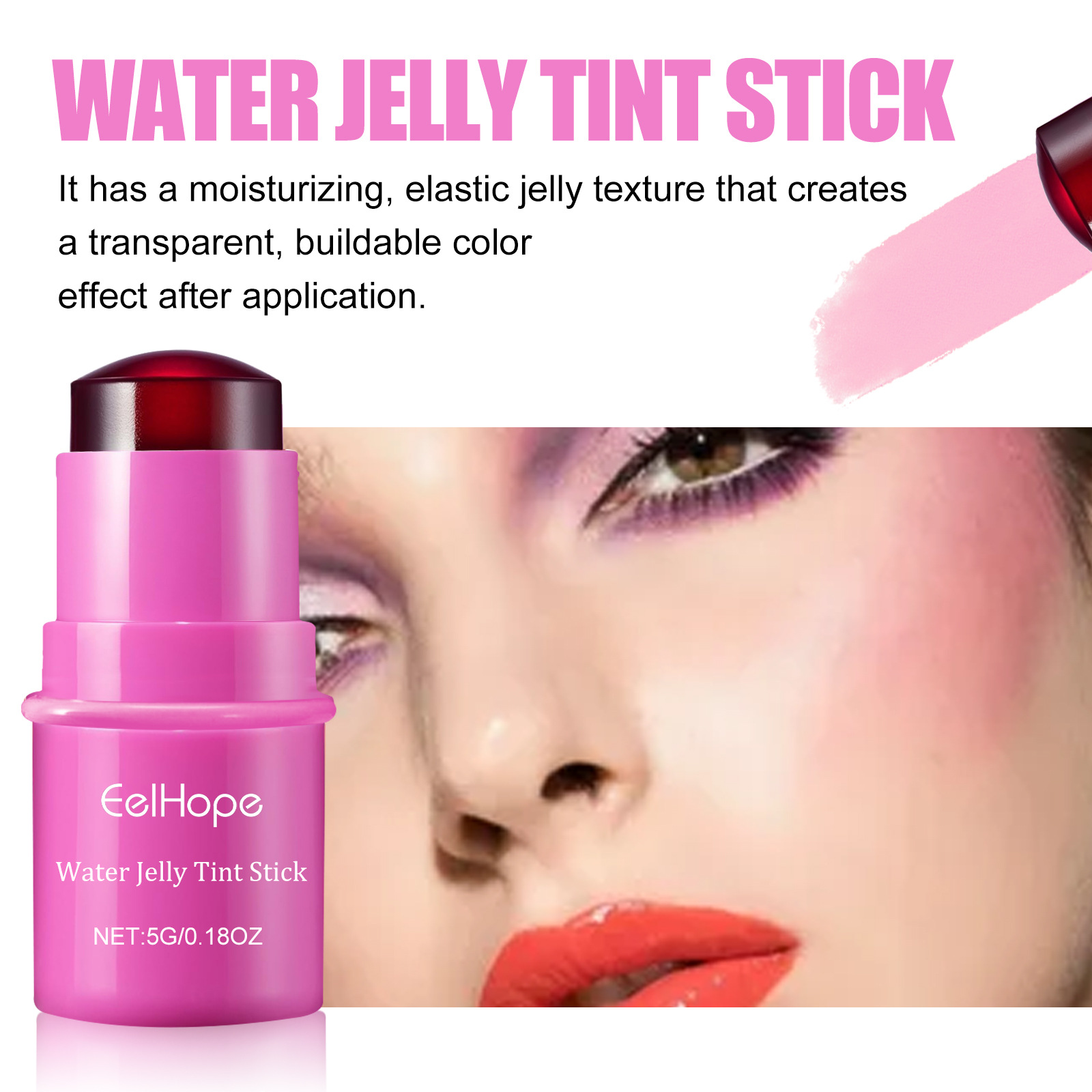 EELHOPE Stick Puder Rouge Aufhellung natürliche dauerhafte matte feuchtigkeitsspendende Lippenfarbe Make-up-Kombination_voghion.com