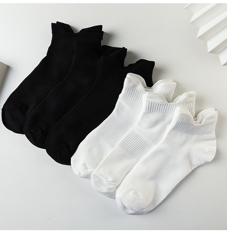 5 peças [Pacote combinado] Enviar ~ Meias brancas de comprimento médio para homens, meias esportivas simples com orelhas duplas, meias curtas versáteis_voghion.com