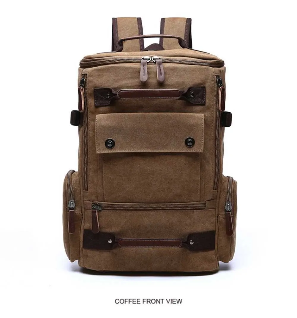 Vintage Canvas Backpack For Men Travel Laptop Rucksack Large_voghion.com