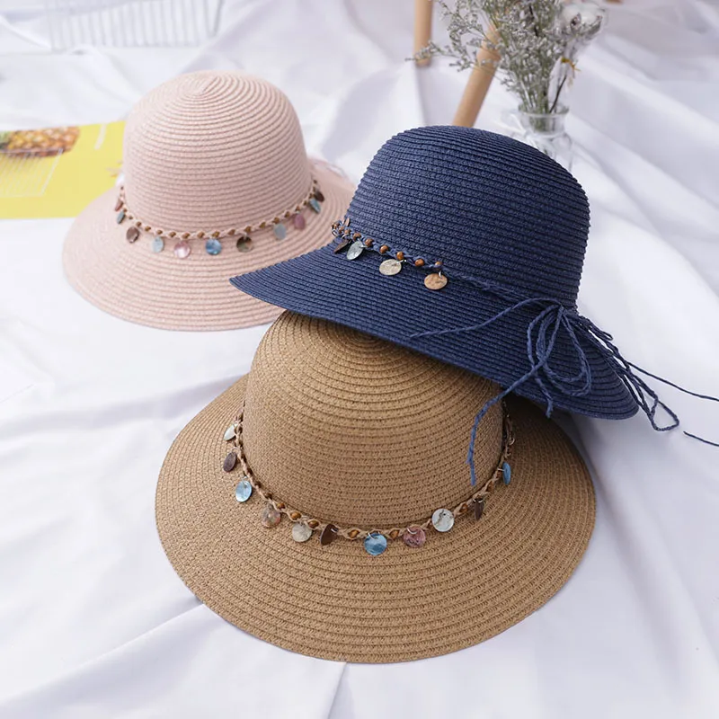 Straw Hat For Women And Kids Bowknot Straw Visor Summer Hat_voghion.com