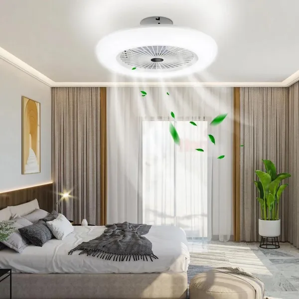 Ceiling Fan With Remote Control And LED Lighting E27 Lamp_voghion.com