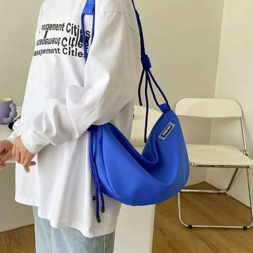 Half-moon Nylon Crossbody Bag Large Capacity Shoulder Bag Solid_voghion.com