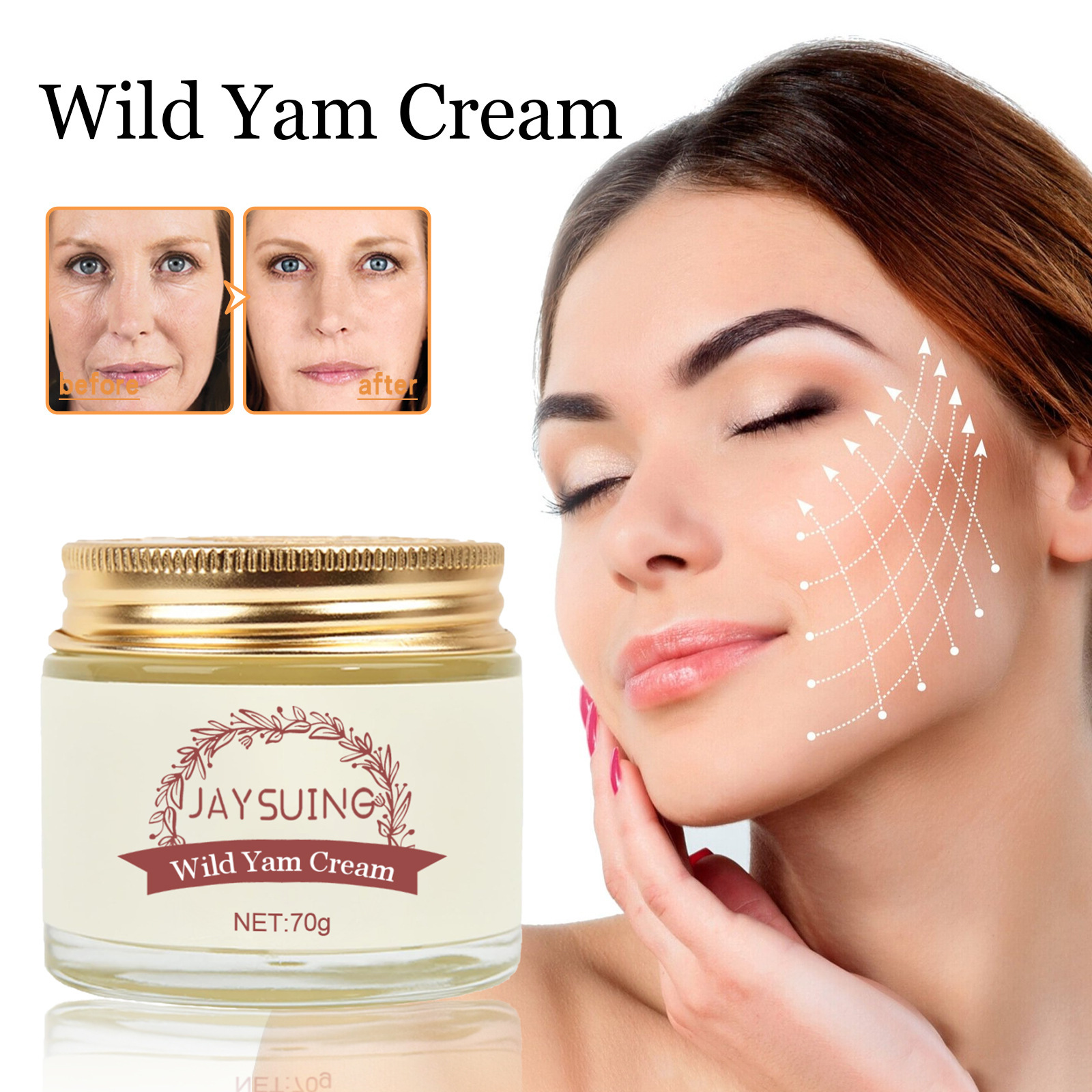 Jayswing Anti-aging ansigtscreme fugter, strammer op, lysner fine linjer, bumser, blødgør, lysner op og udjævner rynker._voghion.com