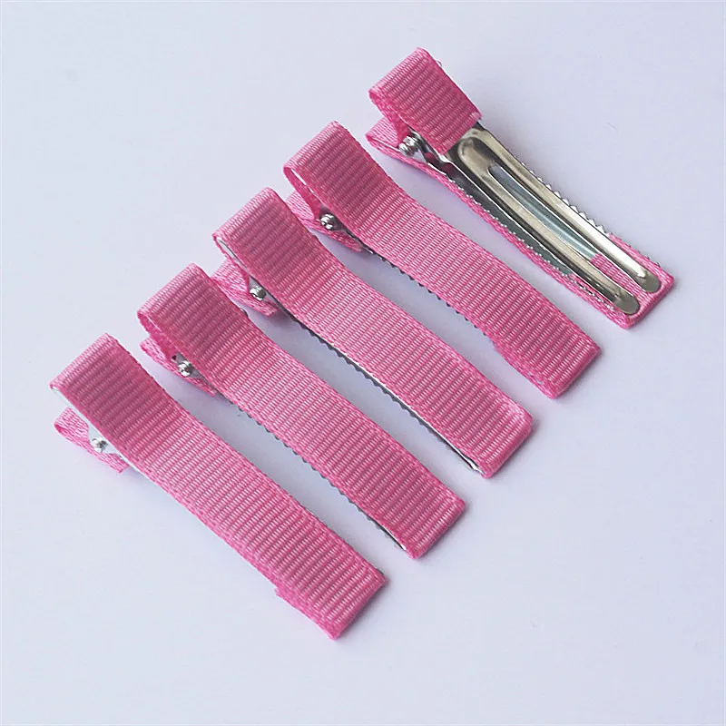 300pcs 5cm Grosgrain Ribbon Lined Alligator Hairpins for Princess Girls Ponytail Clips Children Metal Hair Barrettes_voghion.com