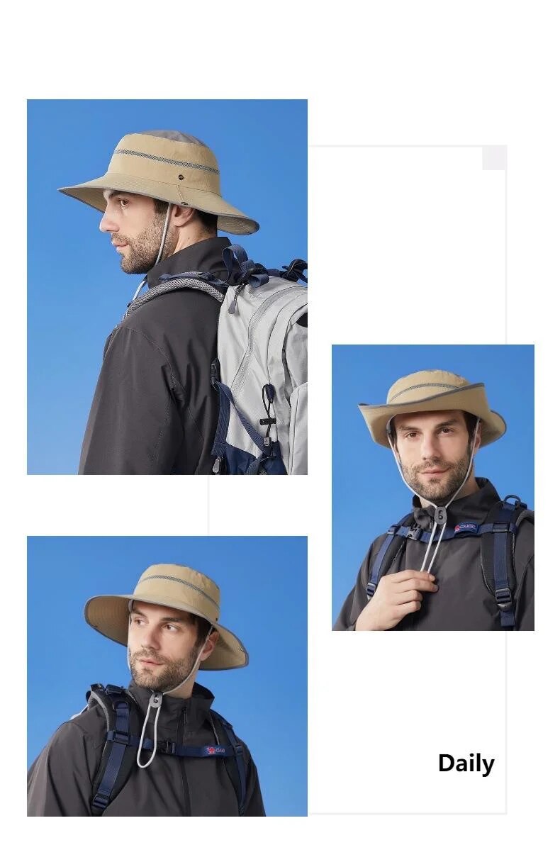 New Large Brimmed Waterproof Outdoor Hat for Men and Women, Suitable for Casual Mountaineering, Sun Protection, Face Covering, Fishing Hat_voghion.com