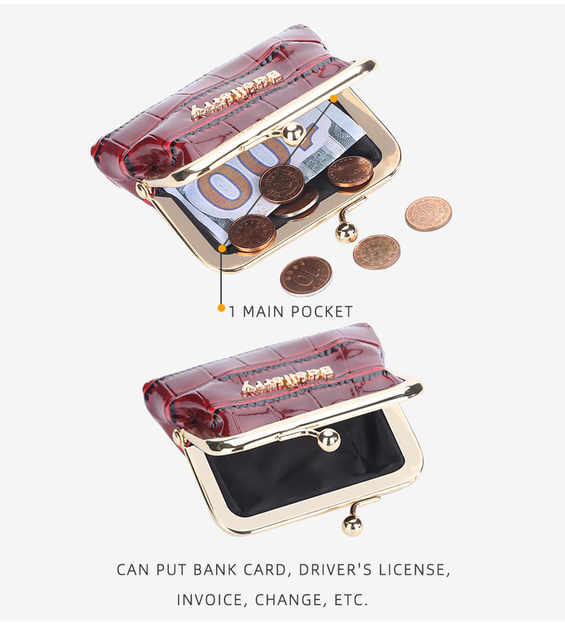 Nuovo modello di coccodrillo borsa moda lucida portafogli in pelle PU borse retrò con clip in metallo per le donne 2024 portamonete_voghion.com
