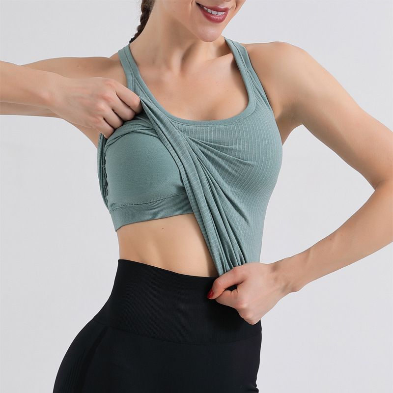 2024 New Naked Yoga Top With Chest Pad_voghion.com
