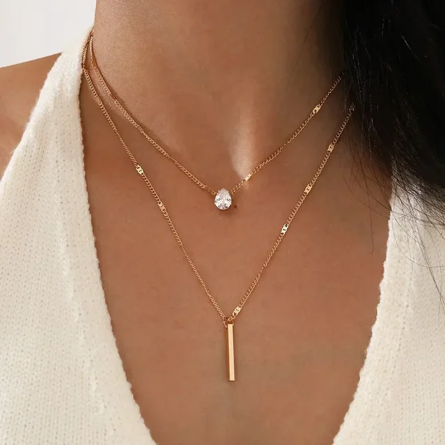 Moud Perséinlechkeet Design Duebelschicht Schlaangkette Kette fir Fraen Klassesch Charme Cubic Chokers Gold Faarf Edelstol_voghion.com