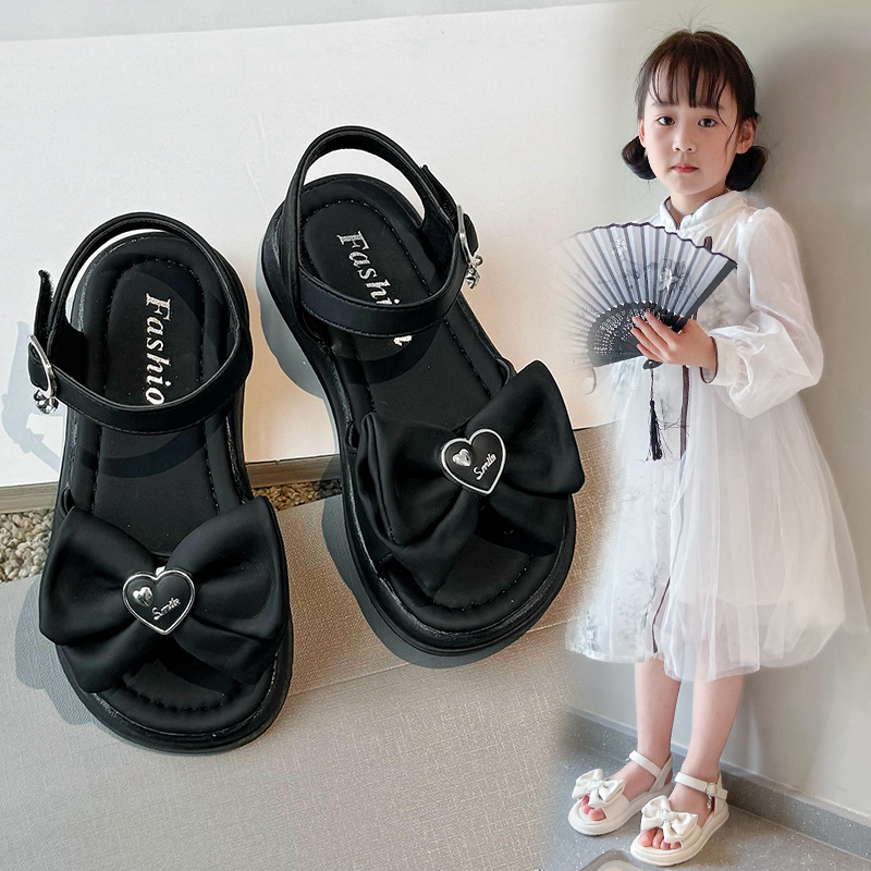 Sandalias con lazo de viento pequeñas y fragantes, versátiles, novedad de verano, zapatos de playa para niña pequeña, 2024_voghion.com