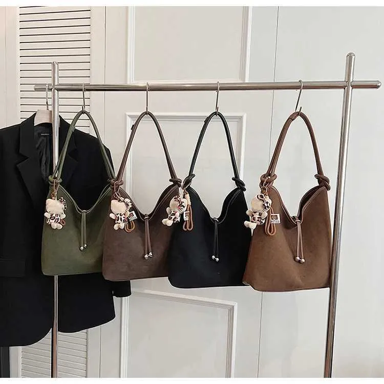 Sacs à main en daim tendance pour femmes, sacs à bandoulière solides de grande capacité, sacs à bandoulière décontractés pour femmes, polyvalents, doux, sous les bras_voghion.com