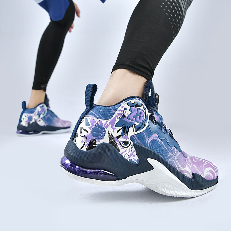 Neue High-Top-Basketballschuhe Herren aus Mesh-Gewebe, atmungsaktive Sportschuhe, rutschfeste Drehknopfschuhe für_voghion.com