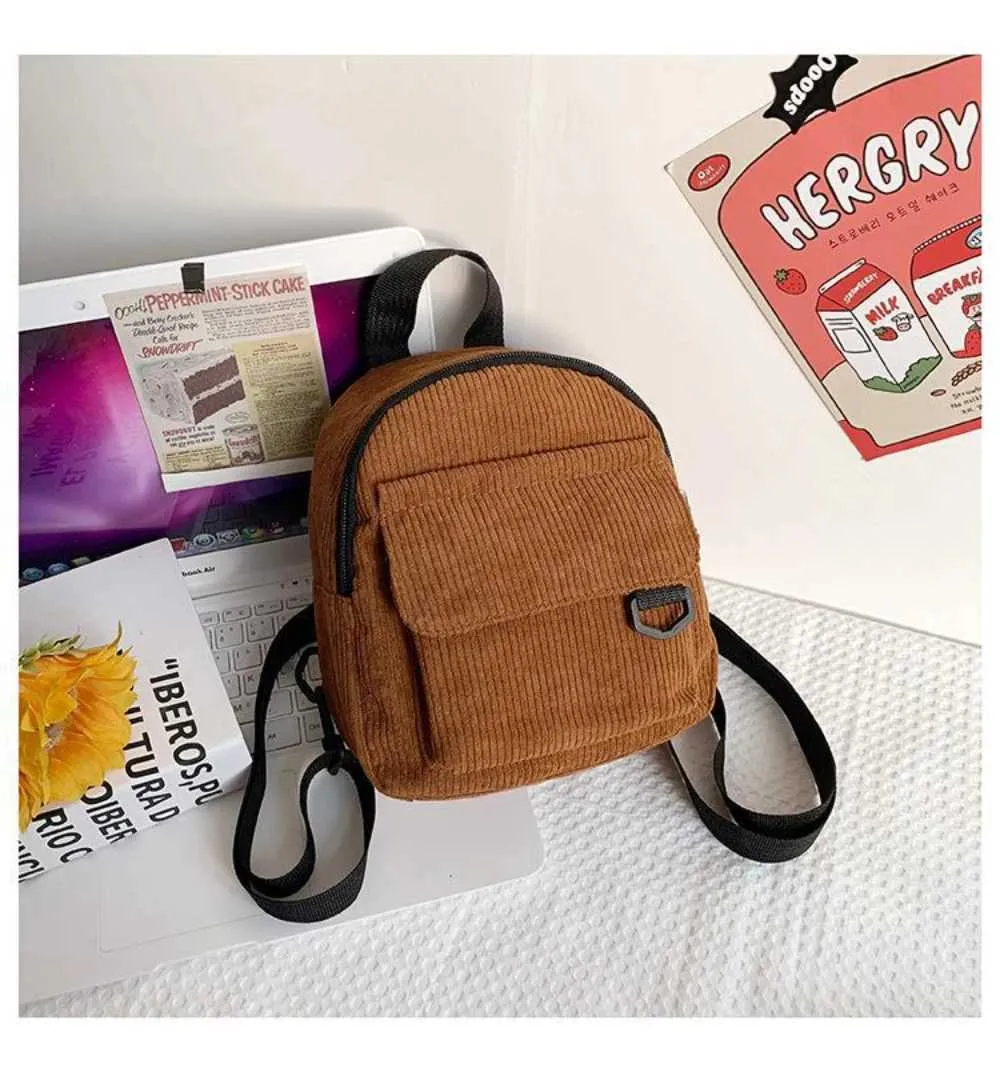 Kleiner Damen Mini Rucksack Aus Kord Für Freizeit Und Reisen_voghion.com