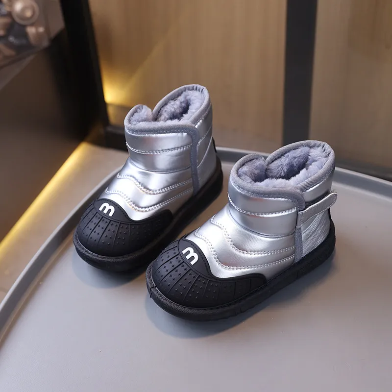 Winter Kids Youth Cotton Shoes Fashion Boys Girls Ankle Boots Littlesprouts Soft Bottom Warm Student Boot Sier Black_voghion.com