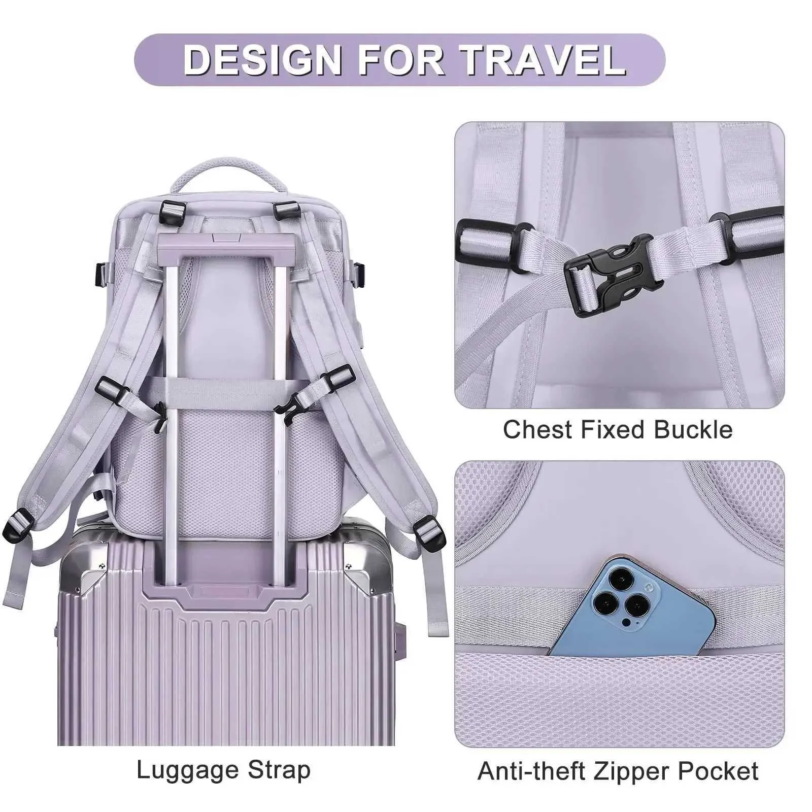 Reiserucksack für Frauen, Handgepäck, Laptop-Rucksack, flugzugelassen, Flugzeugtasche, Ryanair Business Lage Ba241116_voghion.com