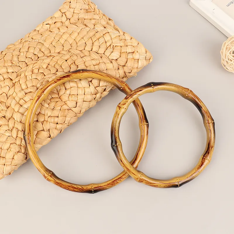 1Pc Purse Frame Hanger DIY O Handle Bag Straps Replacement Bamboo Handles Handcraft Wooden Rings_voghion.com