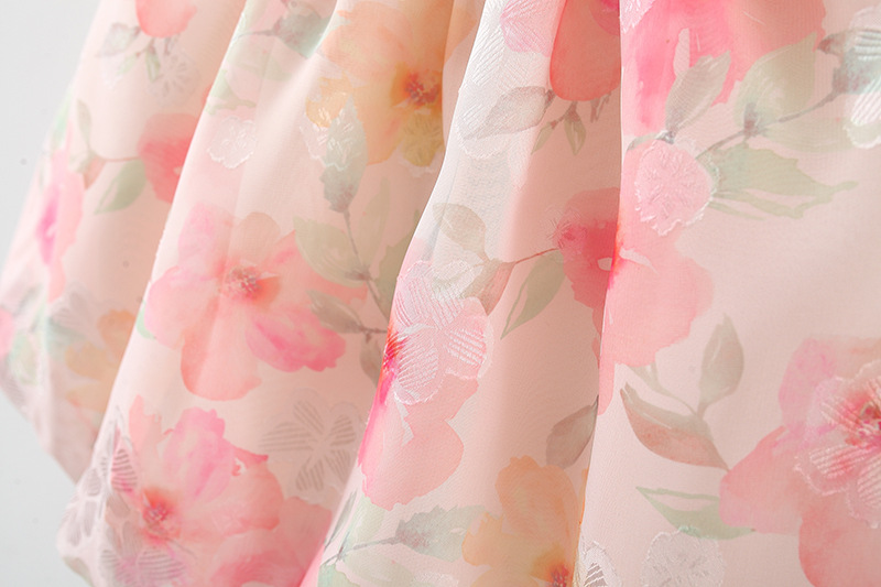Summer New Baby Girl Dress Flower Printed Chiffon Dress Comfortable Breathable Kids Clothes_voghion.com