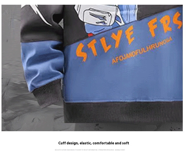 Men's hoodie, spring and autumn new couple outfit, long sleeved color contrast t-s, loose oversized cartoon bottom_voghion.com