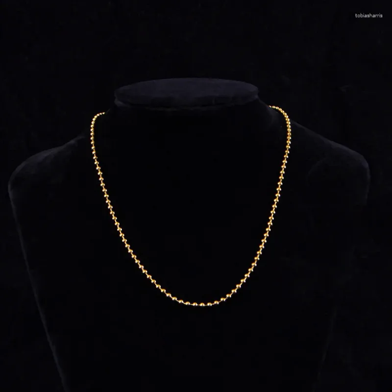Catene 1 pz Acciaio inossidabile Sottile Perline a Sfera Collana a Catena Unisex 5 Colori 40 5cm/17.7inch Lunghezza 2mm_voghion.com