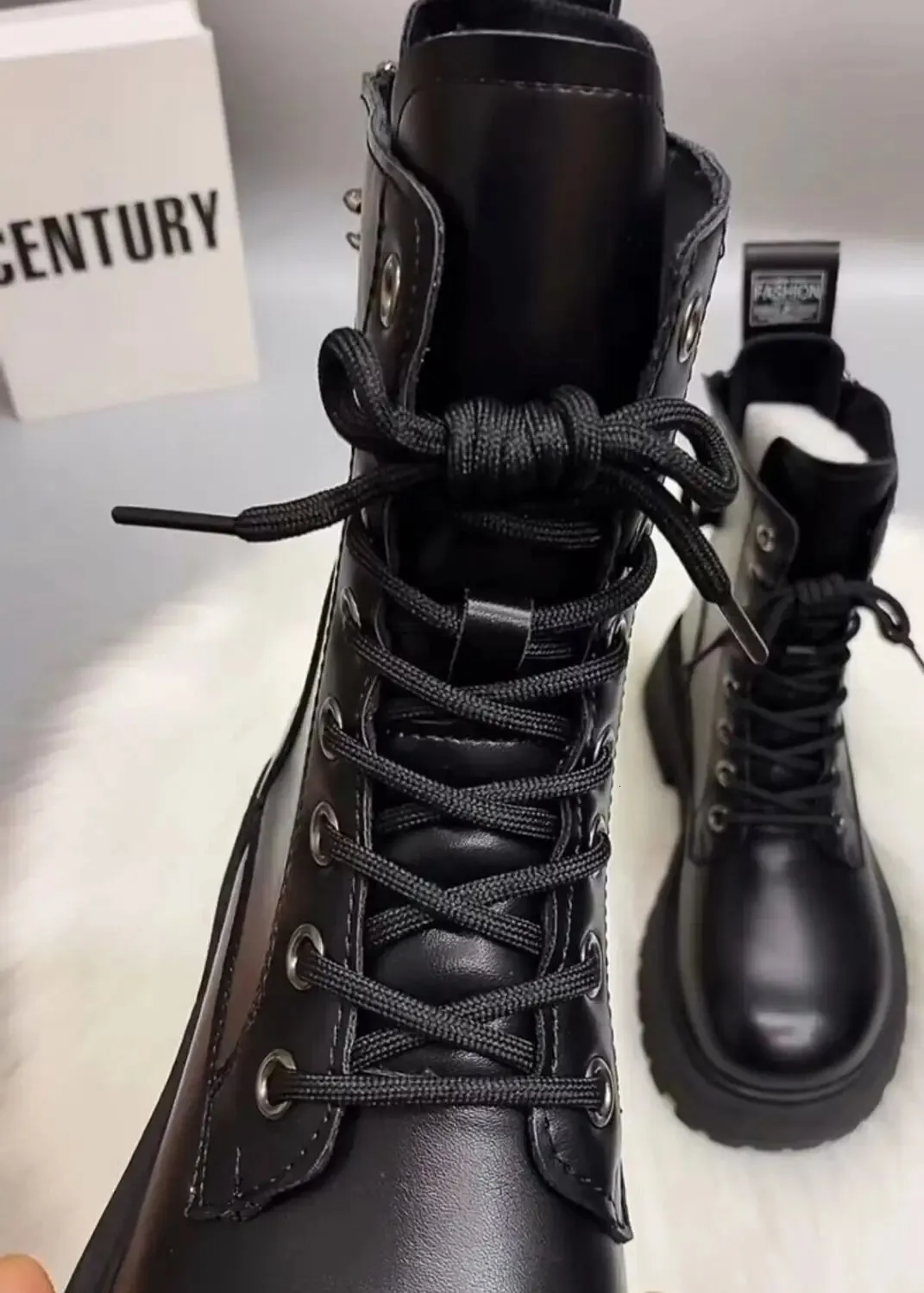 Womens British Style SLX Winter Martin Boots Black Retro Zipper Thick Bottom Joker High Quality Soft Leather Booties_voghion.com