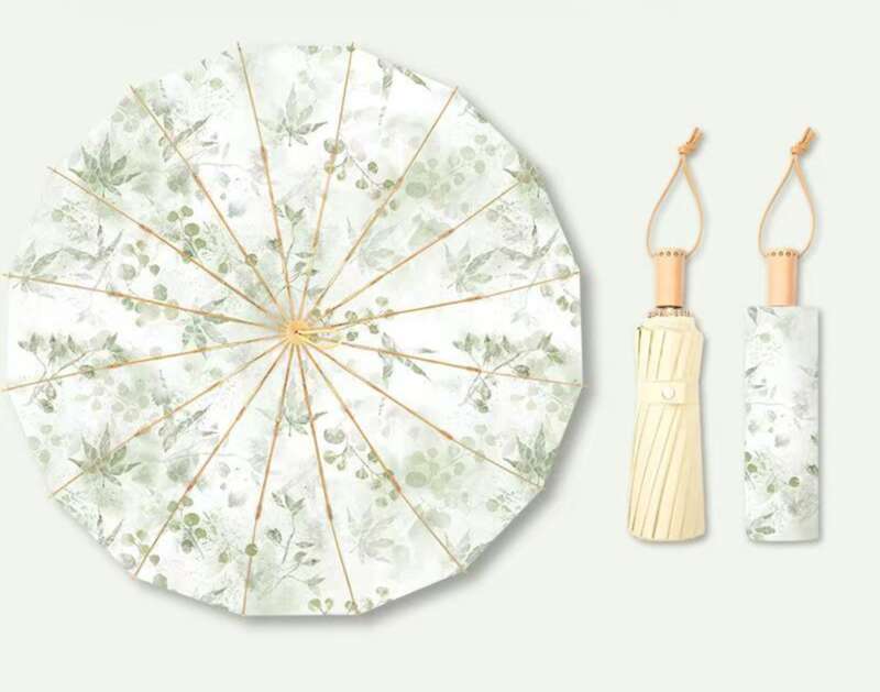 New Chinese Style 16 Double Bone Gold Rod Reinforced Umbrella, Glue Full Shading Sun Umbrella With Same Color Carrying_voghion.com