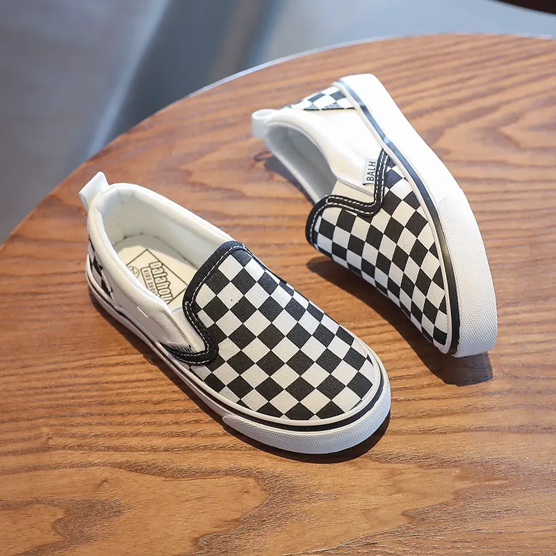Kid Canvas Checkered Casual Sneakers For Boys And Girls_voghion.com