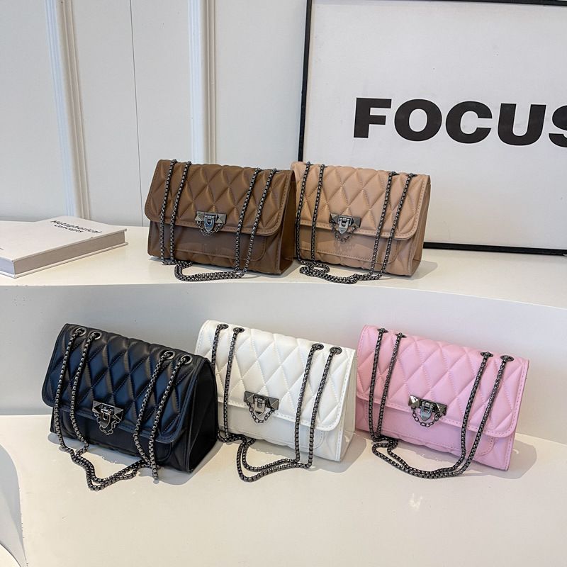 Popular Solid Color Dia Embroidery Thread Retro Chain Messenger Shoulder Small Square Women's Bag_voghion.com