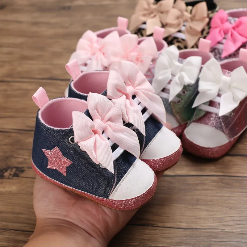 Baby Kleine Mädchen Hohe Tops Stern Turnschuhe Weiche Anti-Rutsch Sohle Littlesprouts Säugling Neugeborenen Kleinkind Erste_voghion.com