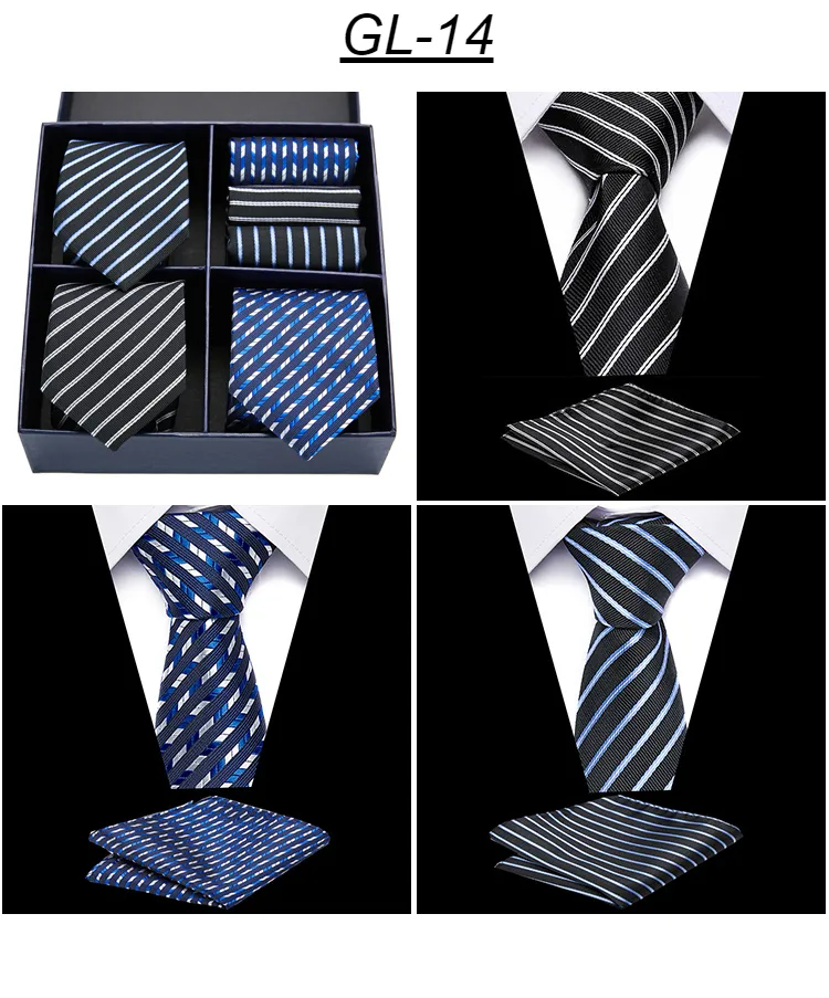 Rusetit Miesten Solmiosarja Klassinen 7,5 cm Solmio ja Keltainen Vihreä Musta Paisley Pocket Square Miehille Häät_voghion.com
