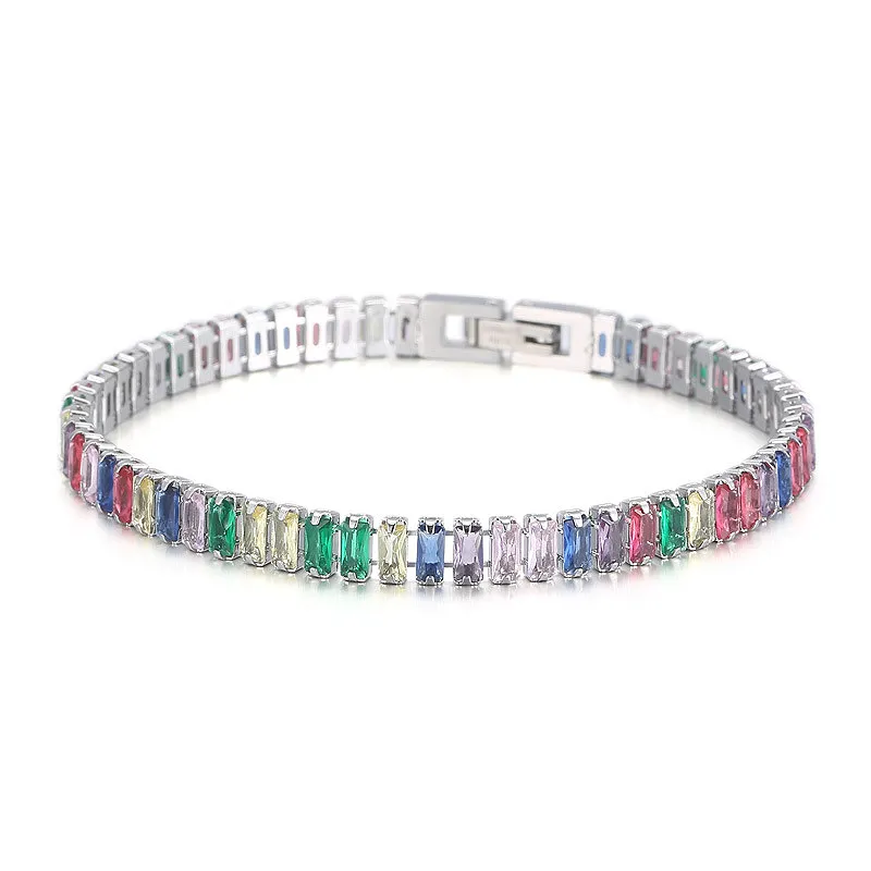 Exquisite Zircon Link Bracelet In Gold Stainless Steel Finish_voghion.com