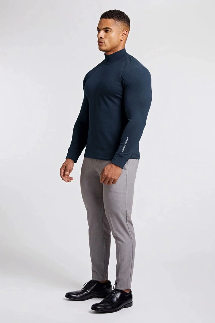 Efterårs- og vintersport Langærmede Mænd Løs Hurtigtørrende T Løbe Basketball Træning Elastisk Bodyfitting Fitness Tøj_voghion.com