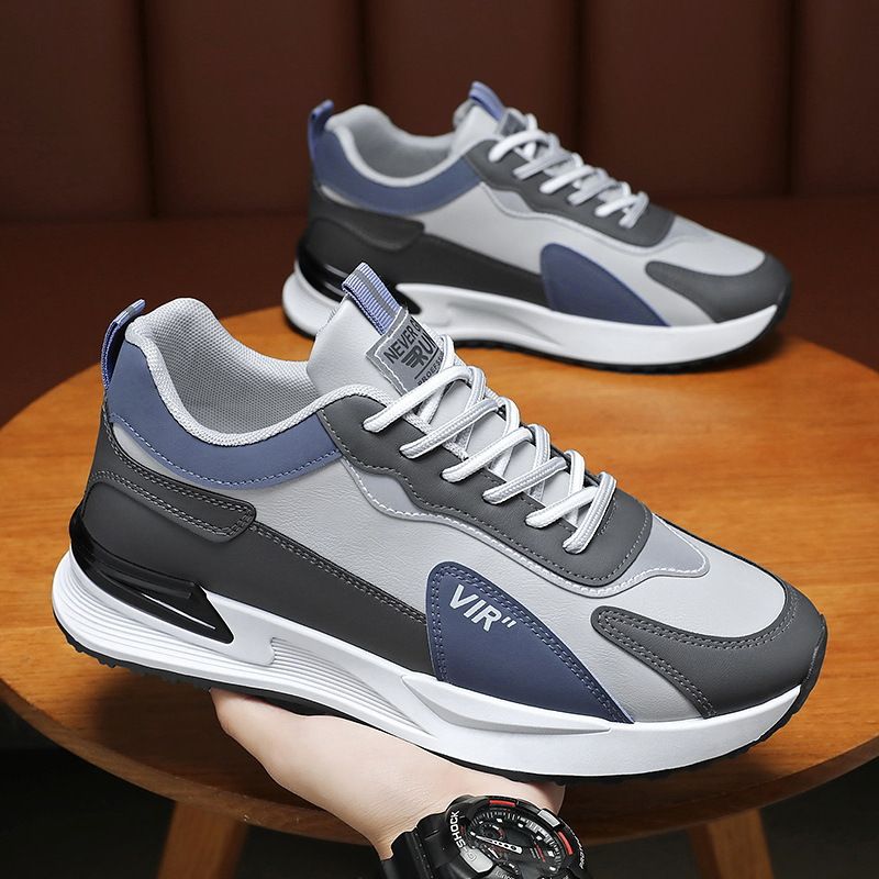Zapatos deportivos casuales de suela gruesa versátiles para hombre, de cuero, para correr, de algodón, del mismo estilo, nuevos, 2024_voghion.com