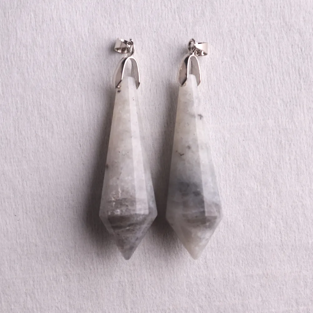 Natural Stone Pendant Necklace Set Labradorite Healing Jewelry_voghion.com