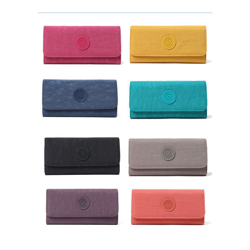 Neu Nylon Stoff Lange Tri-fold Flap Damen Tasche mit Mehreren Kartenfächern, Multifunktionale_voghion.com