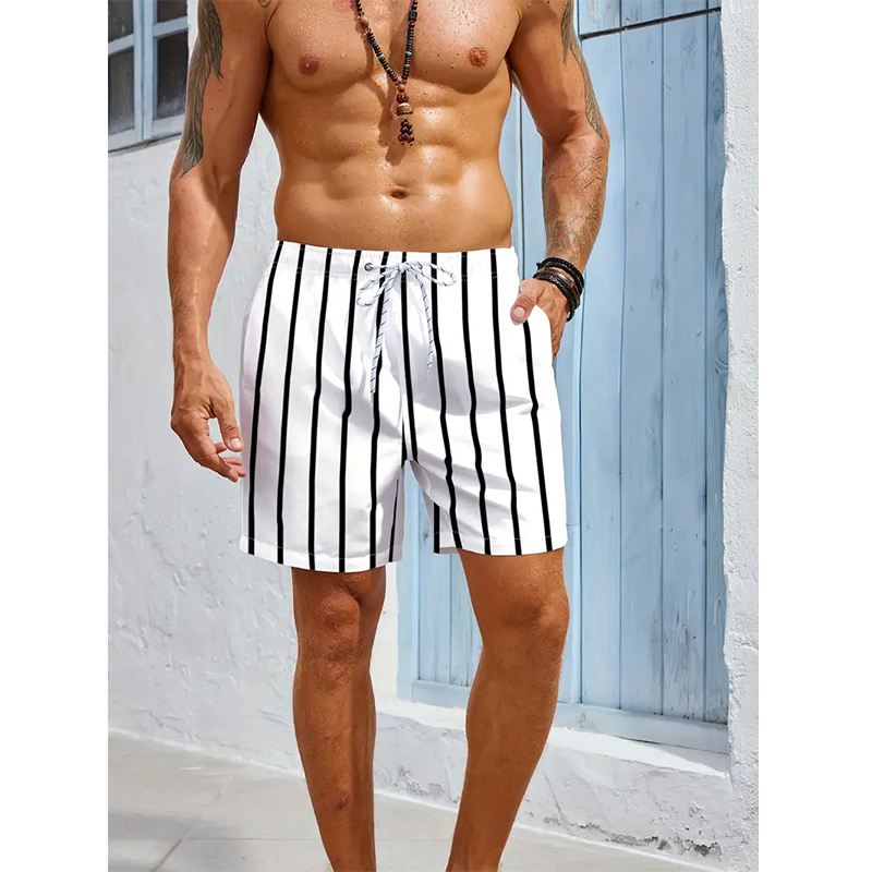 Stripe 3D Printed Board Casual Mens Graphic Short Pants Summer Hawaiian Breathable Swim Trunks Kids Loose Ice Shorts