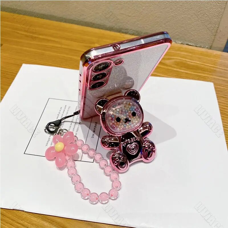 Coque Xiaomi Avec Support Téléphone Et Motif Ours Et Fleurs_voghion.com